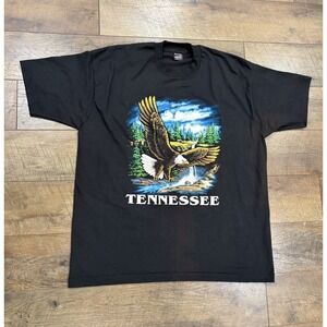 Vintage 80s 90s Tennessee Big Eagle Puff Print Graphic Tee Black XXL Made In USA